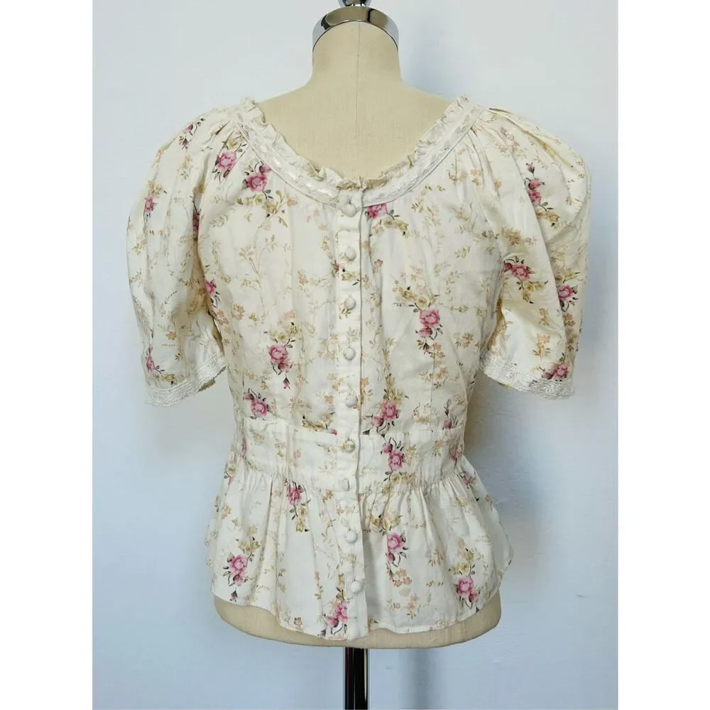 NEW LoveShackFancy Women’s S Tayshia Pink Parasail Blouse